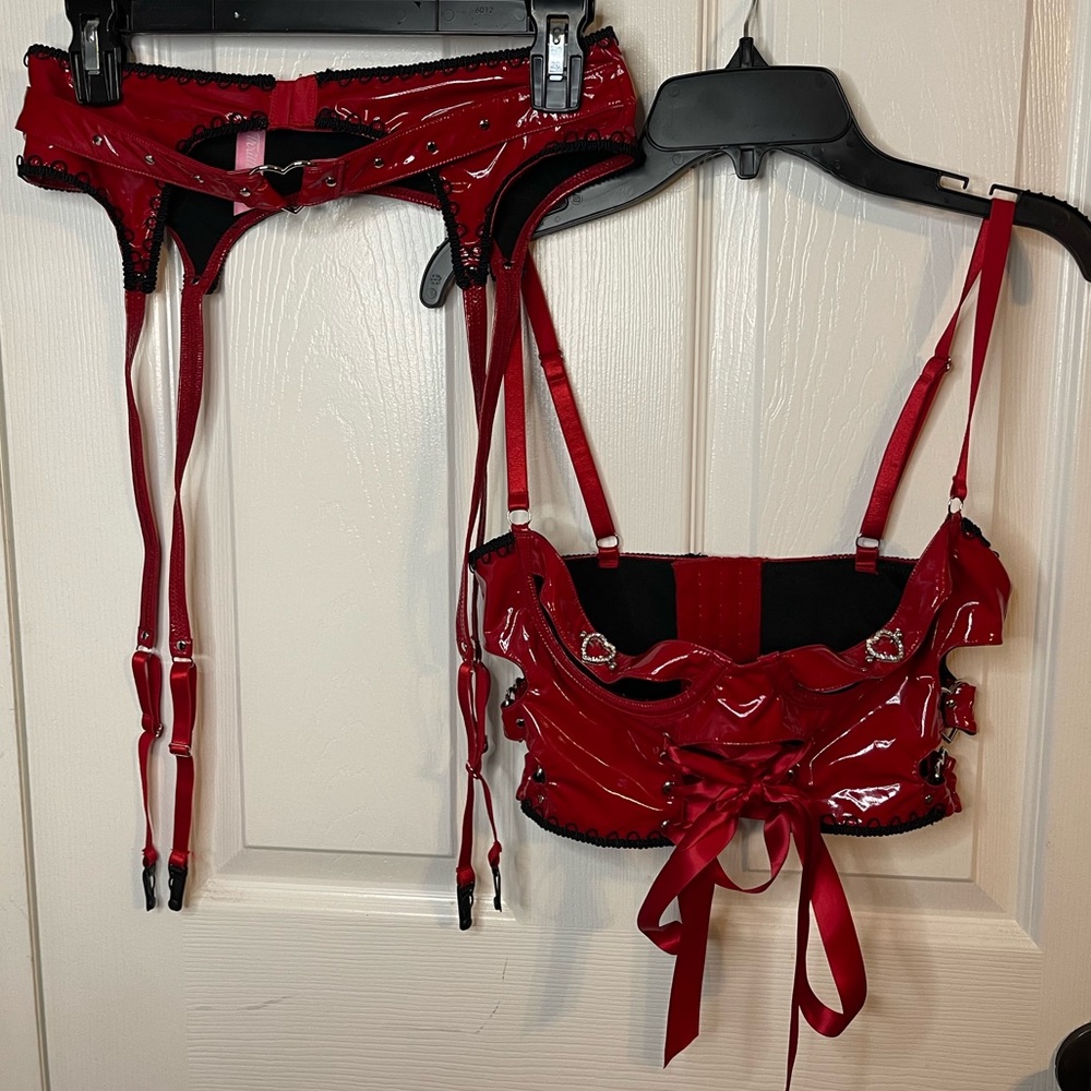 Dolls Kill Sugar Thrillz - sexy Red Faux Leather Vinyl - Small - New - Lingerie